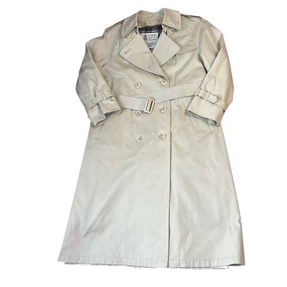 London Fog Classic Double Breasted Belted Wool zip out liner Trench Coat sz 8P - Picture 16 of 16